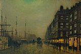 Liverpool Canvas Paintings - Liverpool Quay by Moonlight